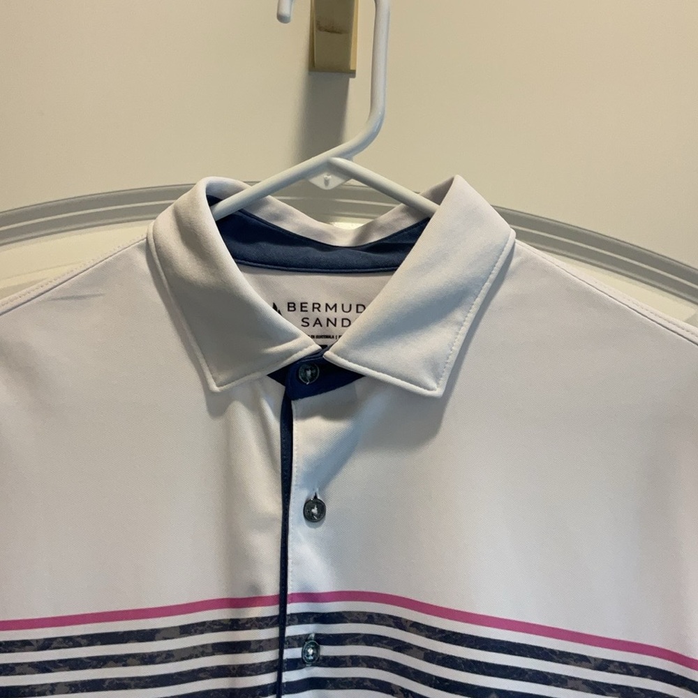Bermuda Sands White and Pink Men's Polo Shirt